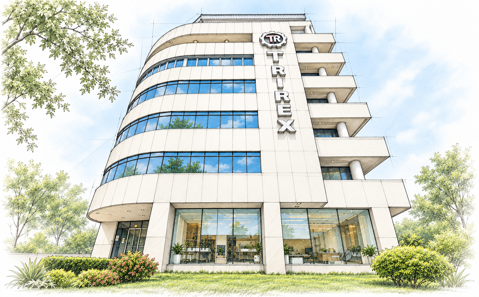 ภาพลายเส้นสถาปัตยกรรมอาคาร Trirex International Co., Ltd.